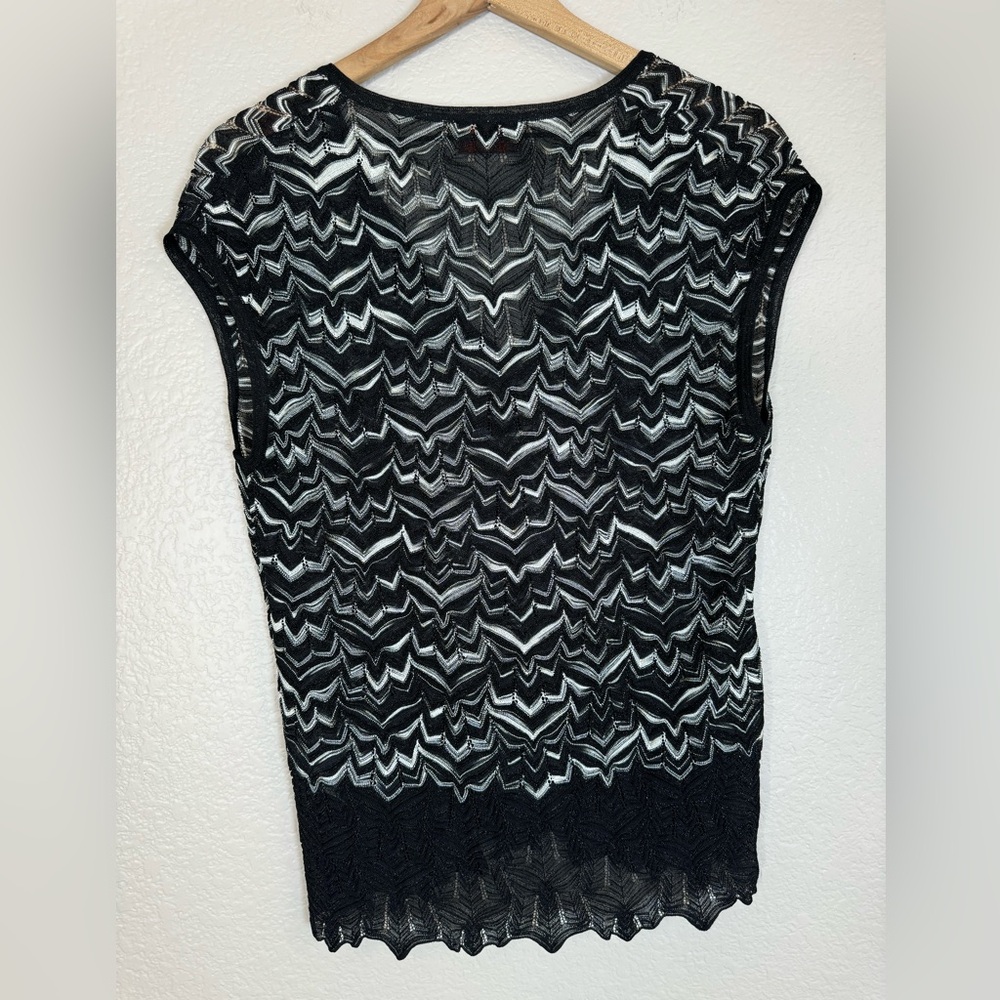 Vintage 2000’s Missoni V Neck Sleeveless Blouse size 44 US 8 Medium Black White - Picture 7 of 10